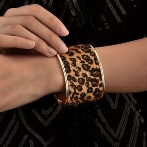 FuRRy Dark Leopard Print Cuff Bangle